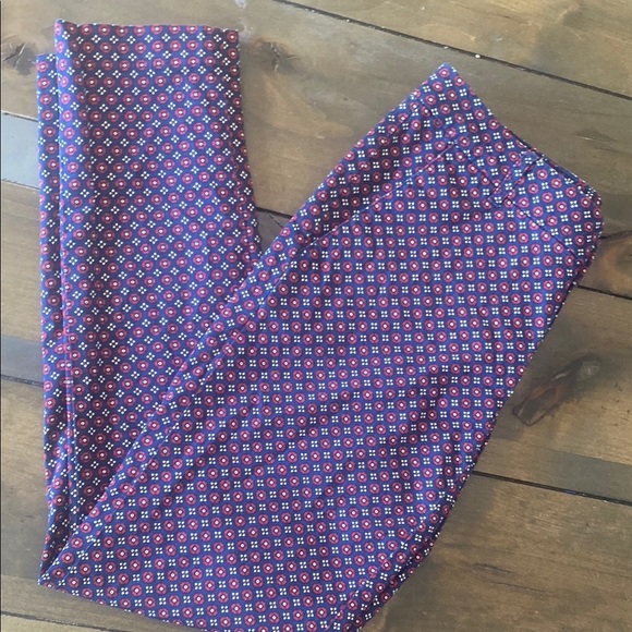 Tommy Hilfiger red blue geometric print skinny leg pant‎ size 2 - Picture 1 of 4